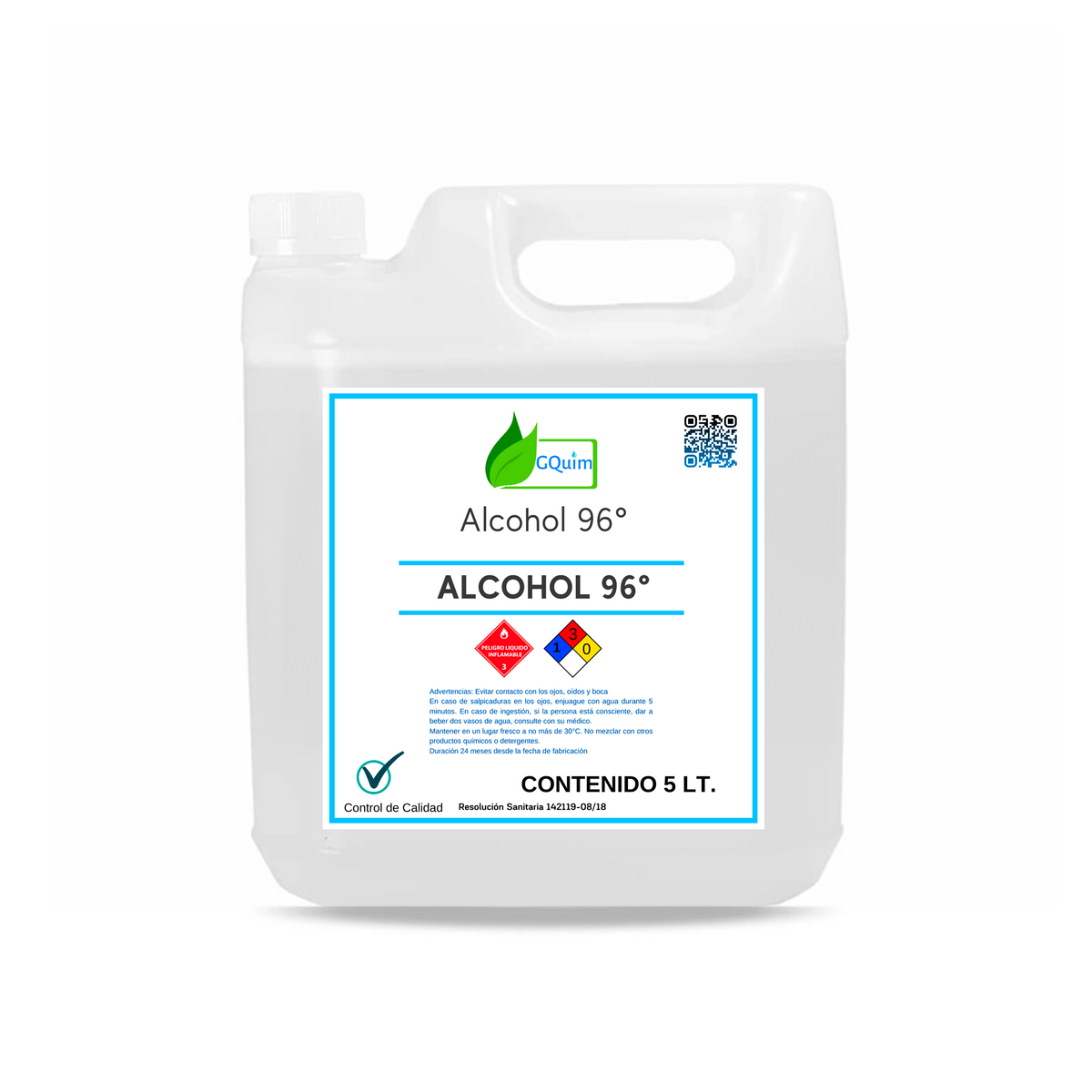 Alcohol Desnaturalizado 96° puro 5 LT