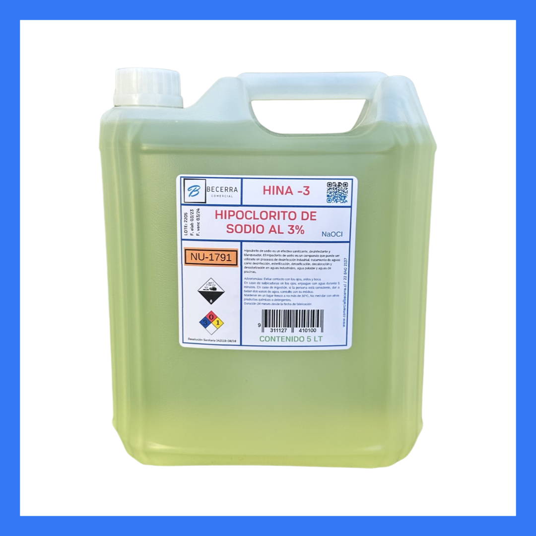 Hipoclorito de Sodio 3% 5 LT