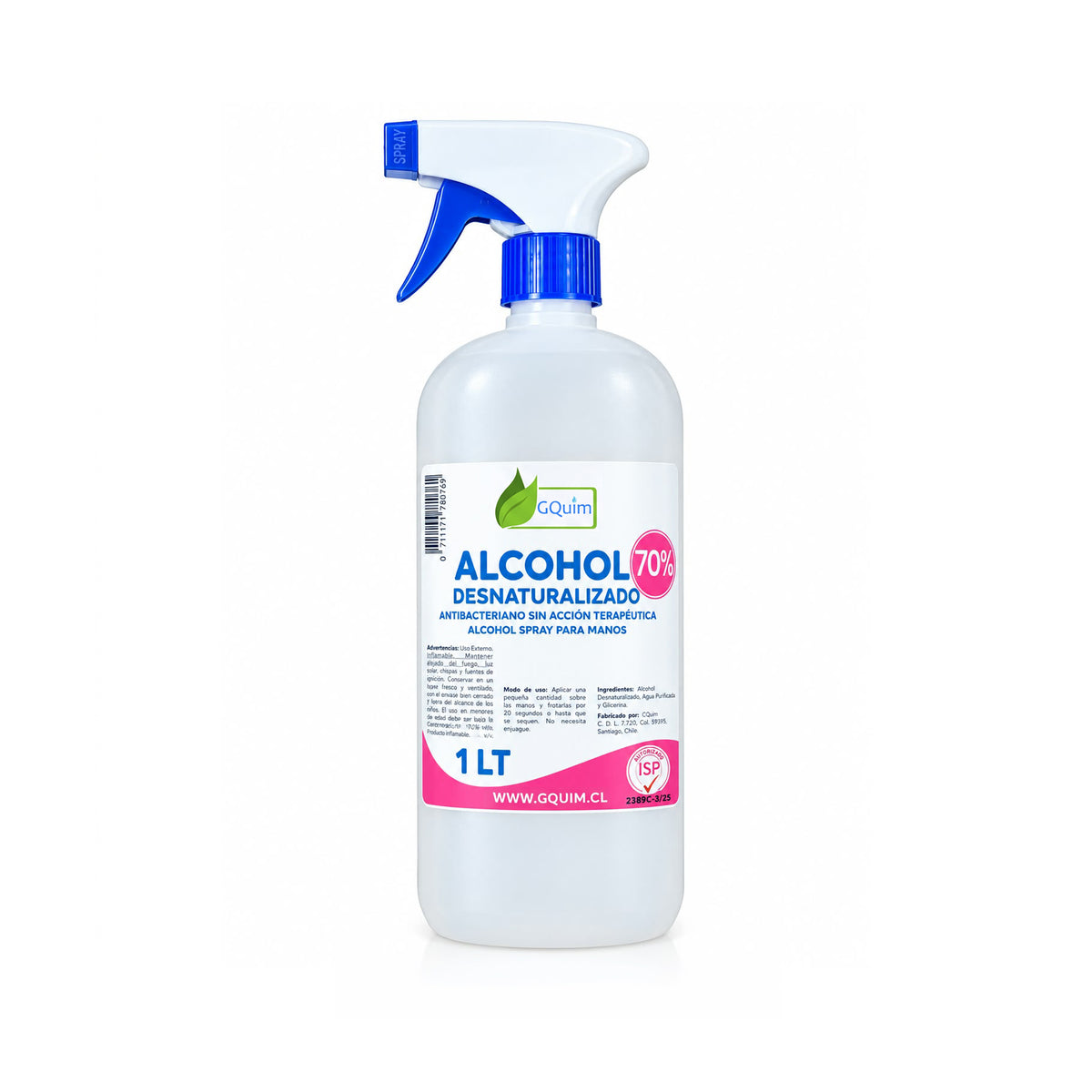 Alcohol Desnaturalizado 70% 1 LT Con Gatillo Reg ISP