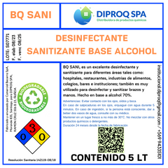 BQ SANI Desinfectante y Sanitizante base alcohol 5 Lts