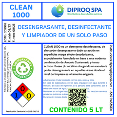 Clean 1000 Desengrasante, desinfectante y limpiador 5 Lts