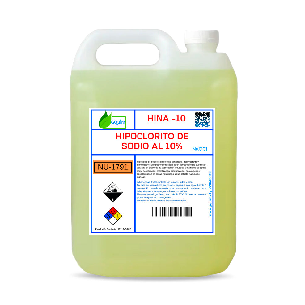 Hipoclorito de Sodio 10% 10 LT